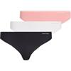 Calvin Klein Donna Perizomi Confezione da 3 Thong Intimo, Multicolore (Black/Wind Chime/Luminous Peach), XL