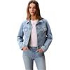 Calvin Klein Donna Giacca in Jeans Classic Trucker con Taschini sul Petto, Marrone (Coastal Light), L