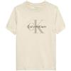 Calvin Klein Bambini Unisex T-Shirt Maniche Corte Monogram con Logo Grande, Bianco (Whitecap Gray), 6 Anni