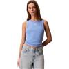 Calvin Klein Donna Canotta Woven Label Cotton Rib con Logo, Blu (Blue Descent), XL