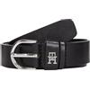 Tommy Hilfiger Donna Cintura Essential Effortless 2,5 cm Cintura in Pelle, Nero (Black), 70 cm