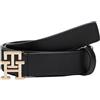 Tommy Hilfiger Donna Cintura Logo 2,5 cm Cintura in Pelle, Nero (Black), 80 cm
