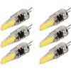 Garosa 6Pcs 220V 6W G4 Lampadine LED 500LM Lampada COB Illuminazione a 360 Gradi Dissipatore di Calore Silicone Antiriflesso per la Casa Soffitto Paesaggio Lampadario Lampade(Bianco freddo 6500K)