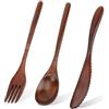 Agatige 3 Pezzi Di Wooden Cutlery Set, Riutilizzabile Posate Da Viaggio in Stile Giapponese Posate Da Campeggio, Forchetta, Coltello, Set Da Pranzo in Bambù Utensili Da Viaggio per Il Campeggio E I Viaggi