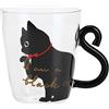 Wifehelper Tazza a Forma di Gatto Tazza a Forma di Gatto Regali Bottiglia Tazza da caffè Trasparente per Tazza da Latte Tazza per Animali Bicchiere da Acqua con Gambo (Gatto nero)