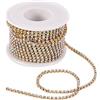 Cheriswelry - Catena con strass, 2,6 mm, base dorata, con strass color aurora boreale, catena per lavori di cucito, 9 metri