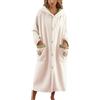 Generico Pigiama Donna Invernale Vestaglia Lunga in Pile di Pigiama Caldo Accappatoio in Flanella con Cappuccio Abbigliamento per La Casa Spa Hotel Inverno