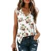 OHXSM Canotta da donna con rifiniture in pizzo Camicetta casual a maniche corte allentata in pizzo Canotte con scollo a V Gilet allentato stampa Canottiere da donna in pizzo Camicette casual allentate