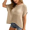Generico Maglione Estivo da Donna a Maniche Lunghe con Scollo Rotondo Copertura da Spiaggia Casual all'Uncinetto Scava Fuori Maglia Top Pullover Camicie