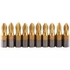 Vikye Trapano a croce PH2, 10 pezzi Titanio rivestito 1/4 Attacco esagonale 25mm Lunghezza PH2 Puntali cacciavite magnetico antiscivolo S2 Set per elettricista, meccanico e lavori di riparazione