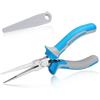 SPEEDWOX Pinza a becco ago per gioielli e pesca lunga, mascella seghettata, custodia sottile, blu, 15 cm