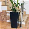 WELL HOME MOBILIARIO & DECORACIÓN Vaso alto per fiori con vaso interno, grande vaso per esterni/interni, in plastica opaca, per terrazza, giardino o soggiorno, resistente ai raggi UV, 61 x 32,5 x 32,5 cm, colore antracite