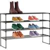 Relaxdays Scaffale per Scarpe Relaxdays, 4 Ripiani, Sistema a Incastro, HLP: 72x117x30 cm, Ripiani in Metallo e Tessuto, Nero