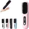 ZVD Mini Spazzola per Capelli Senza Fili Elettrica, Anti-Scottatura con Display a LED Ricaricabile, Piastra Capelli Lisci, Spazzola da Viaggio, per Tutti I Tipi di Capelli (Rosa)