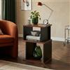 [en.casa] Tavolino Laterale da Divano a 2 Scomparti Aperti Tavolo Basso Mobiletto con Piano Rettangolare per Soggiorno Ingresso Comodino Camera da Letto 50 x 33 x 29 cm - Nero/Effetto Noce