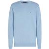 Tommy Hilfiger Uomo Pullover Essential Cotton con Scollo Rotondo, Blu (Vessel Blue Heather), L