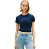 Tommy Jeans Donna T-Shirt Maniche Corte Linear Slim Fit, Blu (Dark Night Navy 1), S