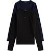 Tommy Jeans Donna Magliette Maniche Lunghe Confezione da 2 Slim Essential Rib Scollo Rotondo, Multicolore (Black/Dark Night Navy), XS
