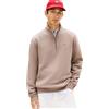 Tommy Jeans Uomo Felpa con Cerniera Fleece con Collo a Lupetto, Beige (Ivy Mink), L