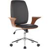 CLP Sedia da ufficio CLP Burbank, regolabile in altezza, finitura noce/nero. Materiale: ecopelle