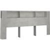 vidaXL Testiera con ripiani Grigio cemento 220x18,5x104,5 cm