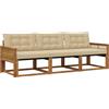 vidaXL Set divani da esterno con cuscini 3 pezzi Naturale e Beige