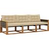 vidaXL Set divani da esterno con cuscini 3 pezzi Naturale e Beige