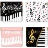 Peacoblue Portamonete da donna, in pelle, con motivo vegetale, impermeabile e resistente, 4 pezzi, mini portamonete, ottimo regalo per adulti, Note musicali con pianoforte, 11cm x 12cm, Note musicali
