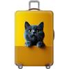 YJSZY Coprivaligia Elastico Spesso,Stampa 3D Effetto Crepa Dorata Luggage Cover,Lavabile,Antigraffio,Antipolvere,Coprivaligia Da Viaggio,Bambini,Adulti,Copri Valigia Grande (Animale Gatto,XL(29-32inch))