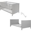 roba Lettino Evolutivo 70 x 140 cm per Neonati e Bambini - Altezza regolabile - Convertibile in Letto Junior - 3 Barre di Scorrimento - Legno Laccato Grigio