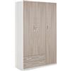 Generico Armadio in Legno 3 Ante 2 Cassetti colore Bianco e Olmo Dimensioni cm. 135 x 52 x h. 210