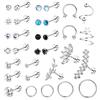 Milacolato Set Orecchini Cartilagine Acciaio Inossidabile Per Donna Uomo 18G Piccolo CZ Opale Stella Trago Orecchini 16G Septum Anello Argento Helix Naso Per Piercing Orecchio Gioielli 32Pcs