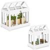 Relaxdays Set 2 Mini Serre da Interni, Legno MDF e Vetro Temperato, 2 Dimensioni, Shabby Chic, anche Decorative, Bianco