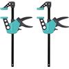 wolfcraft Set 2 Morsetti a Una Mano EASY, Apertura 300 mm, Forza di Serraggio 90 kg, Compatti per Lavori di Precisione con Sporgenza 75 mm - Made in Europe - 8681060