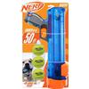 Nerf Dog Compact Tennis Ball Blaster Gift Set with 3 Balls, Great for Fetch, Hands-Free Reload, Launches up to 50 ft, Single Unit, Includes 3 Nerf Balls, 4791, Translucent Blue