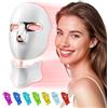 Tinkoola Maschera LED Viso e Collo, 7 Modalità, Ricaricabile USB-C