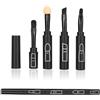 Brrnoo Set di Pennelli per Trucco 4 in 1 Pennelli Cosmetici per Ombretto per Sopracciglia a Labbro Retrattili Portatili(Nero)