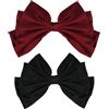 Daleweo 2 Pezzi Fermagli per Capelli con Fiocco in Raso, Accessori per Capelli con Fiocco Nero e Bordeaux Da Donna, Fermaglio per Capelli con Fiocco Grande e Clip a Molla, per Diverse Acconciature
