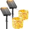 Giliwosy Luci Solari Esterno, [2 Pacchi] 8+2M 80 LED Catena Luminosa Esterno Solare, 8 Modalità IP65 Impermeabili Bianco Caldo Luci Solari da Giardino per Patio, Giardino, Albero, Natale, Matrimoni
