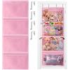Yuehuamech Organizer da appendere sopra la porta dietro la porta con 4 tasche 4 ganci in metallo da appendere nell'armadio, camera da letto, bagno, per animali di peluche, scarpe, cappelli, biancheria