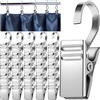 CINGHIA Ganci per Tende con Clip a Molla,100 Pezzi Clip per Tende con Ganci,Pinze per Tendein Acciaio Inox,per Foto,Luci Stringa,Decorazione Domestica Clip per Tendine Multifunzione Argento