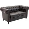 DecHome - Divano 2 Posti in Ecopelle Trapuntato, 160x84x80 cm, Nero