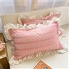 DSAoTeng Federe in pizzo con volant, graziose federe per cuscino in tinta unita, stile principessa, con chiusura a busta, stile shabby chic, traspirante, per camera da letto, divano, soggiorno (rosa, 1 federa