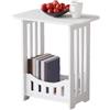 Auratrove Tavolino stretto bianco a 2 livelli con ripiano espositivo, comodino compatto in PVC per camera da letto, soggiorno, bagno, facile da montare, 32 x 22 x 40 cm