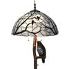Bieye L30882 Corvo seduto su un ramo spoglio con una luna piena sullo sfondo, lampada da terra in vetro colorato in stile Tiffany con luce notturna a forma di corvo, alta 65 pollici (blu scuro)