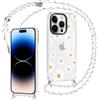 Yoedge Cover con Cordino per iPhone 13 Pro, Collana Tracolla Laccio Collo Custodia con Aesthetic Disegni Fiori, Trasparente Sottile TPU Silicone + PC Antiurto Protettiva Case per iPhone 13 Pro 6,1,01