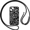 Yoedge Cover Magnetica per iPhone 15 6,1con Cordino, Compatibile con MagSafe,Aesthetic Leopardata Disegno Custodia con Tracolla Laccio Corda Collana, Traslucida Matte Silicone TPU Antiurto Case, Nero