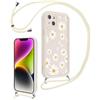 Vxinvnoi Cover Cordino per iPhone 13 mini 5,4,Aesthetic Fiori Disegni Custodia con Corda Collana Tracolla Laccio, Sottile Silicone Morbido TPU Bumper Antiurto Protettiva Case per iPhone 13 mini,Beige