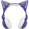 Annadue Auricolare Bluetooth, Cuffie Stereo a Forma di Orecchie di Gatto con LED per Bambini, Microfono Integrato, Wireless e Pieghevoli per Ragazzi e Ragazze (Viola)