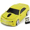 Elprico Mouse per Computer a Forma di Auto Wireless Ad Alta Precisione 2.4G, Design per Auto Sportiva per Laptop (Giallo)